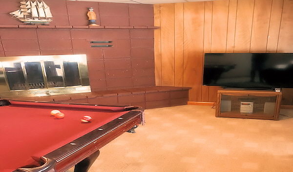 Walk Out Lower Level With Pool Table and Fireplace & HDTV